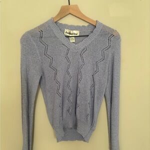Vintage 70s Open Knit Women's Periwinkle Sweater Spring